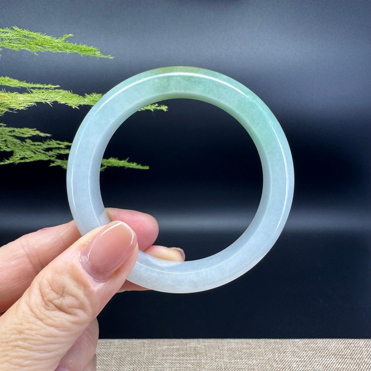 Genuine Burmese Yellow Green Jade Jadeite Bangle Bracelet ( 53.6mm )