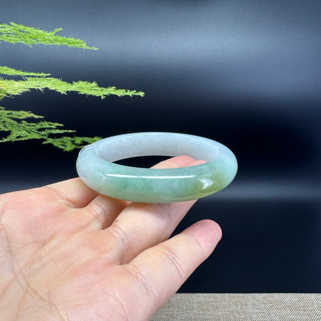 Genuine Burmese Yellow Green Jade Jadeite Bangle Bracelet ( 53.6mm )