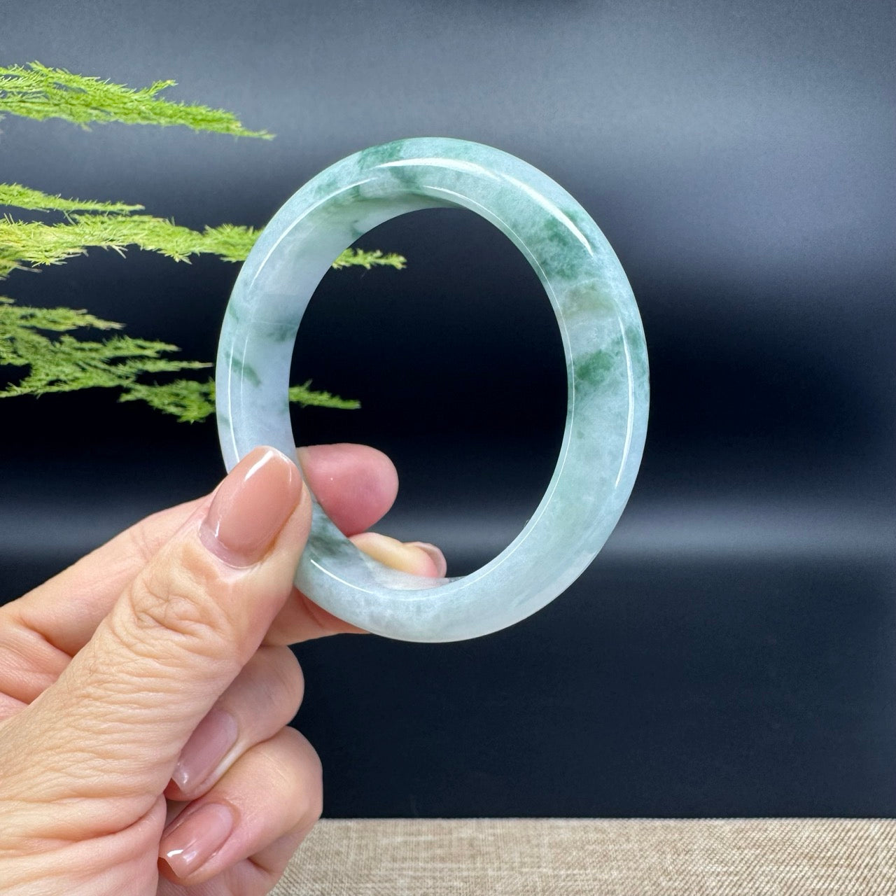 Genuine Burmese Green Jade Jadeite Bangle Bracelet ( 53.7mm )