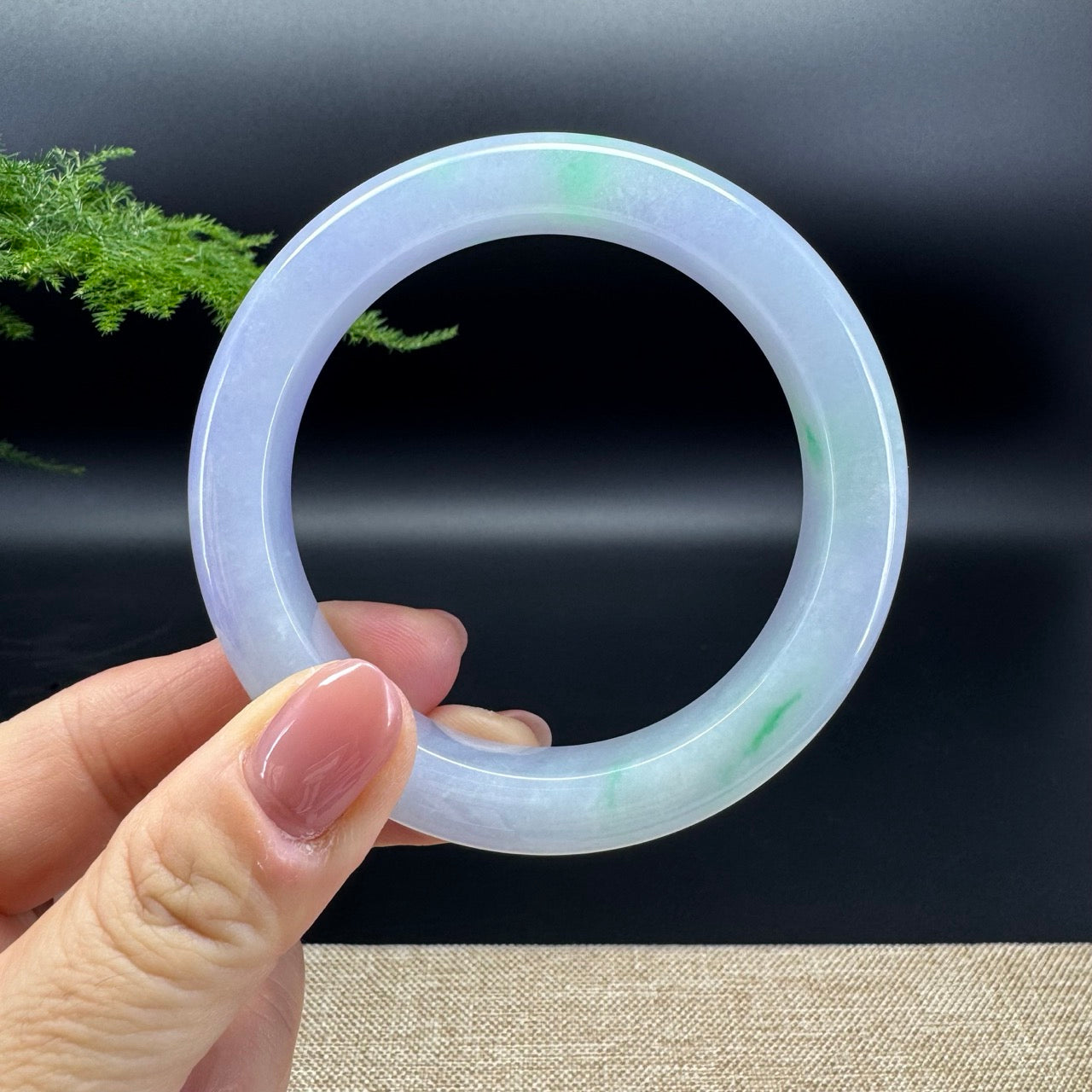 Genuine Burmese lavender Green Jadeite Jade Bangle Bracelet ( 58.3mm)