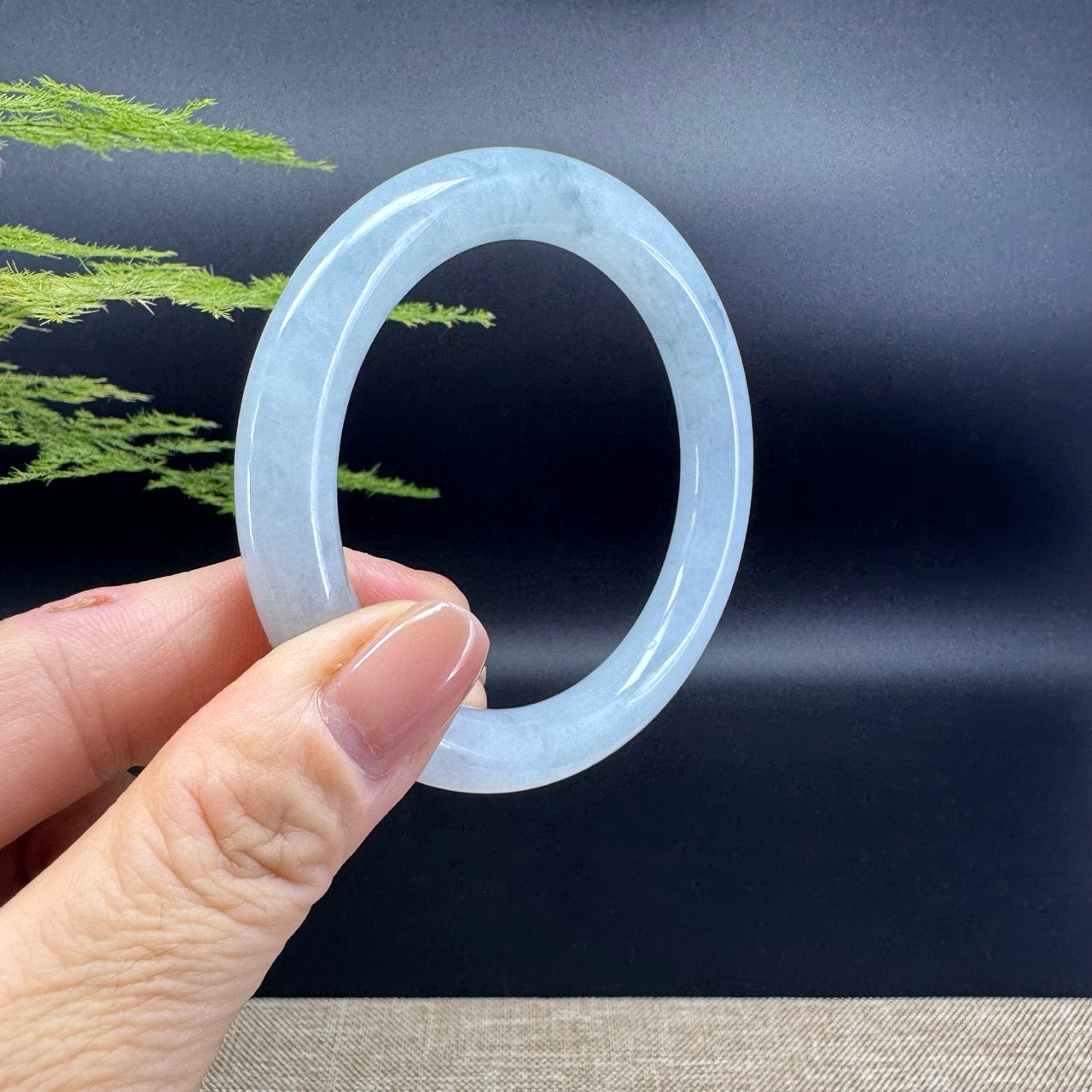 Genuine Burmese Icy Green Jade Jadeite Bangle Bracelet ( 53.8mm )