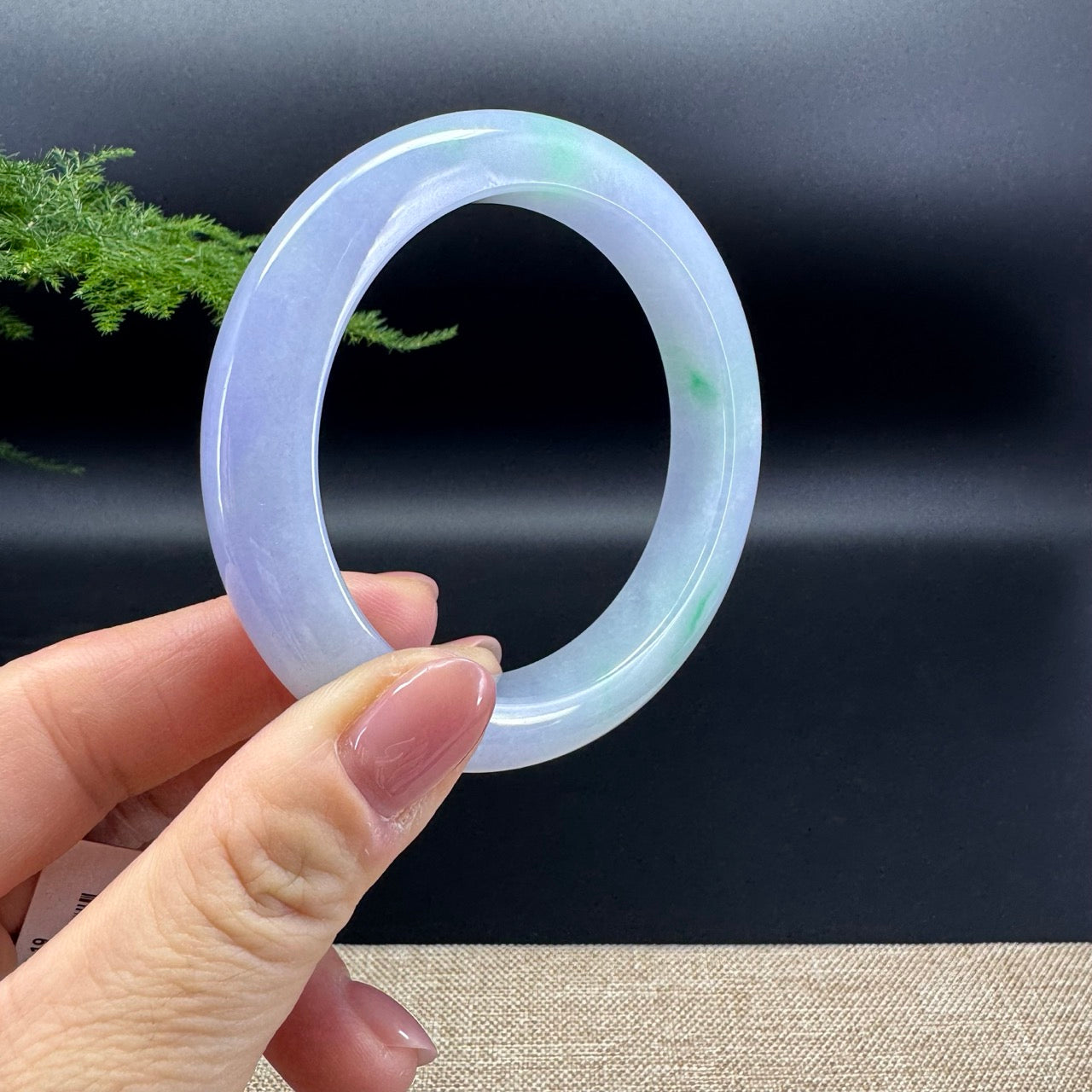 Genuine Burmese lavender Green Jadeite Jade Bangle Bracelet ( 58.3mm)