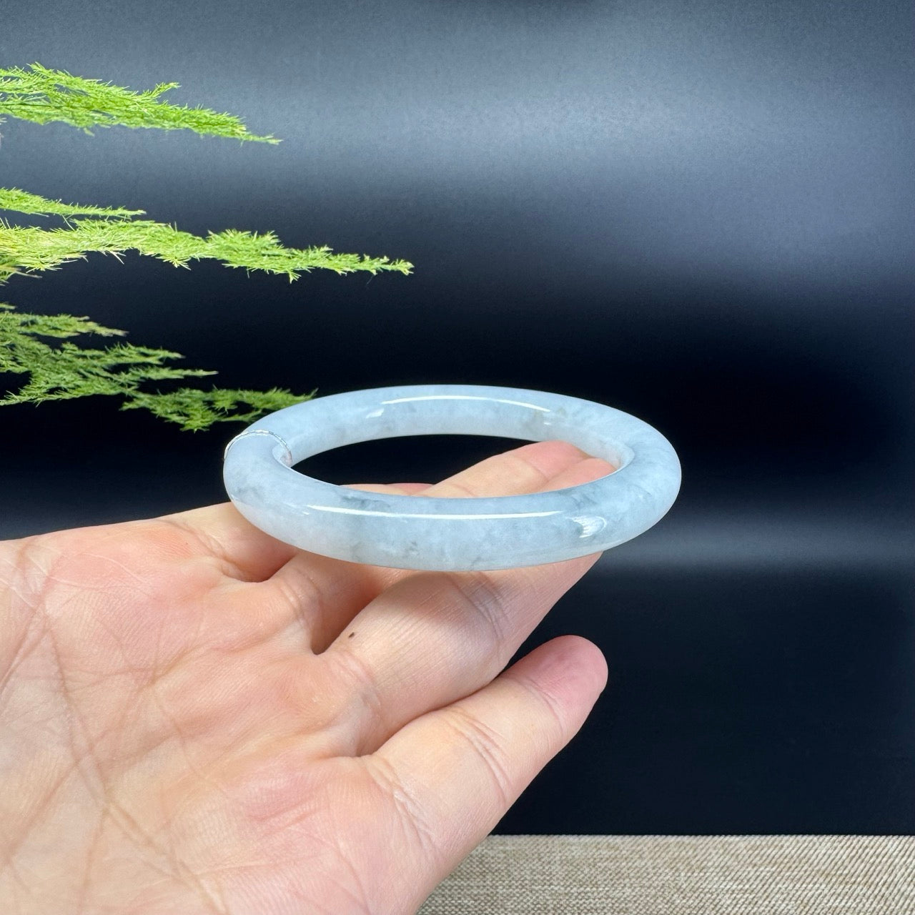 Genuine Burmese Icy Green Jade Jadeite Bangle Bracelet ( 53.8mm )