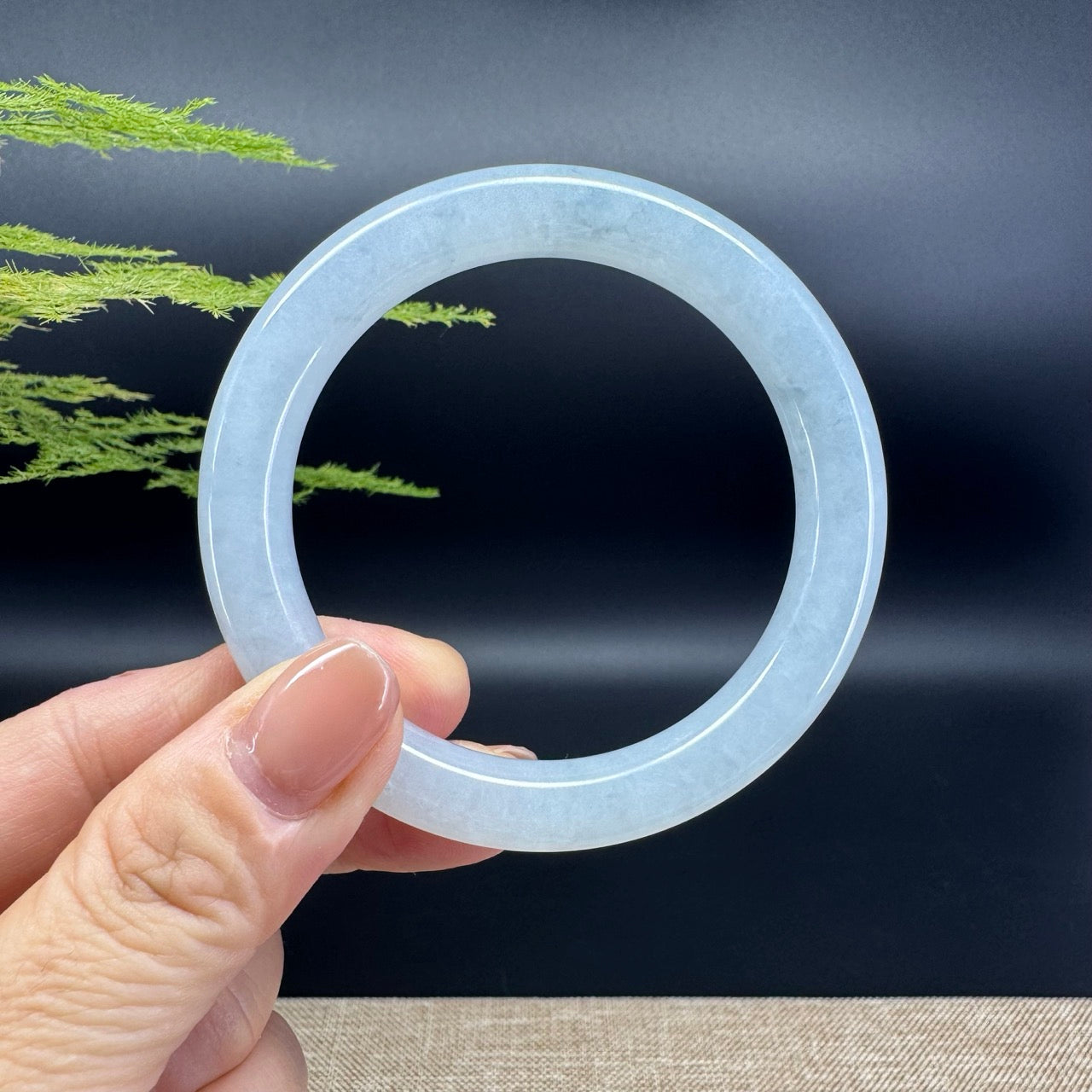 Genuine Burmese Icy Green Jade Jadeite Bangle Bracelet ( 53.8mm )