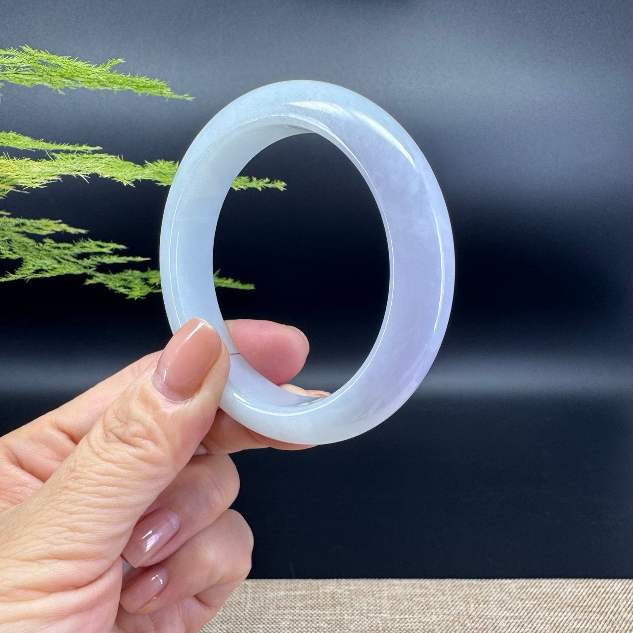 Genuine Burmese Lavender Green Jade Jadeite Bangle Bracelet ( 53.4mm )