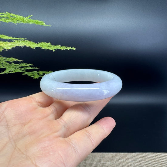 Genuine Burmese Lavender Green Jade Jadeite Bangle Bracelet ( 53.4mm )