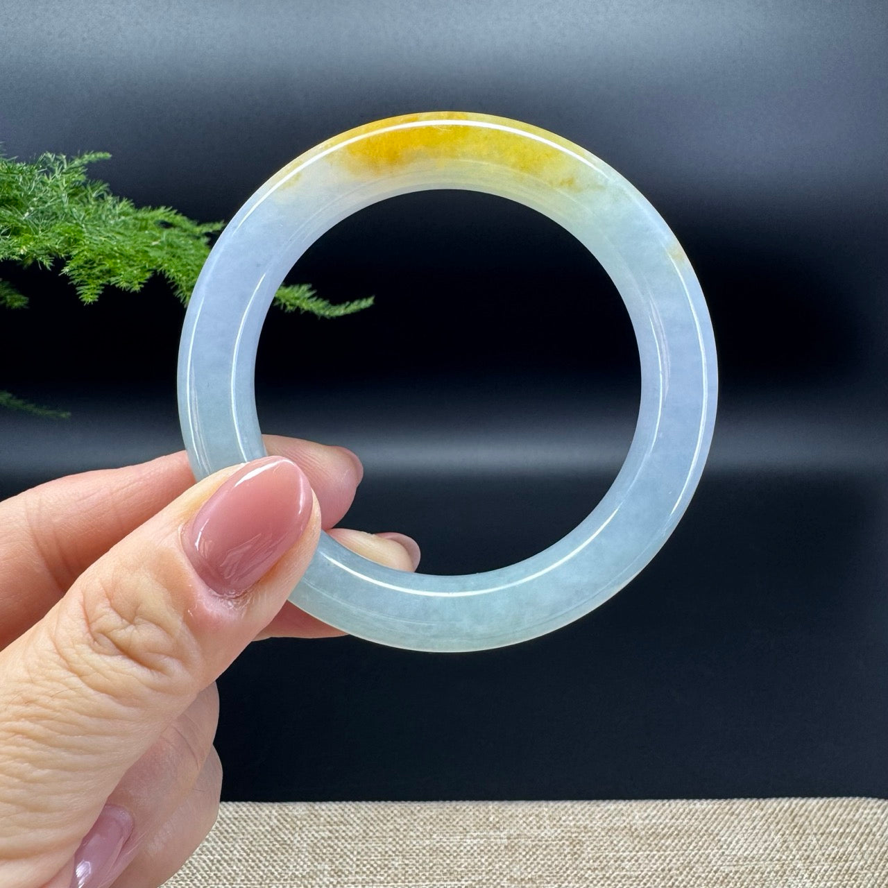 Genuine Burmese Icy Yellow Jade Jadeite Bangle Bracelet (52.5mm)