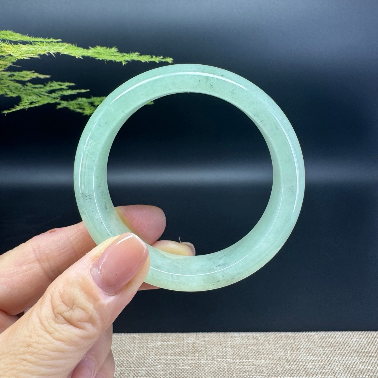 Genuine Burmese Green Jade Jadeite Bangle Bracelet (54.5mm)