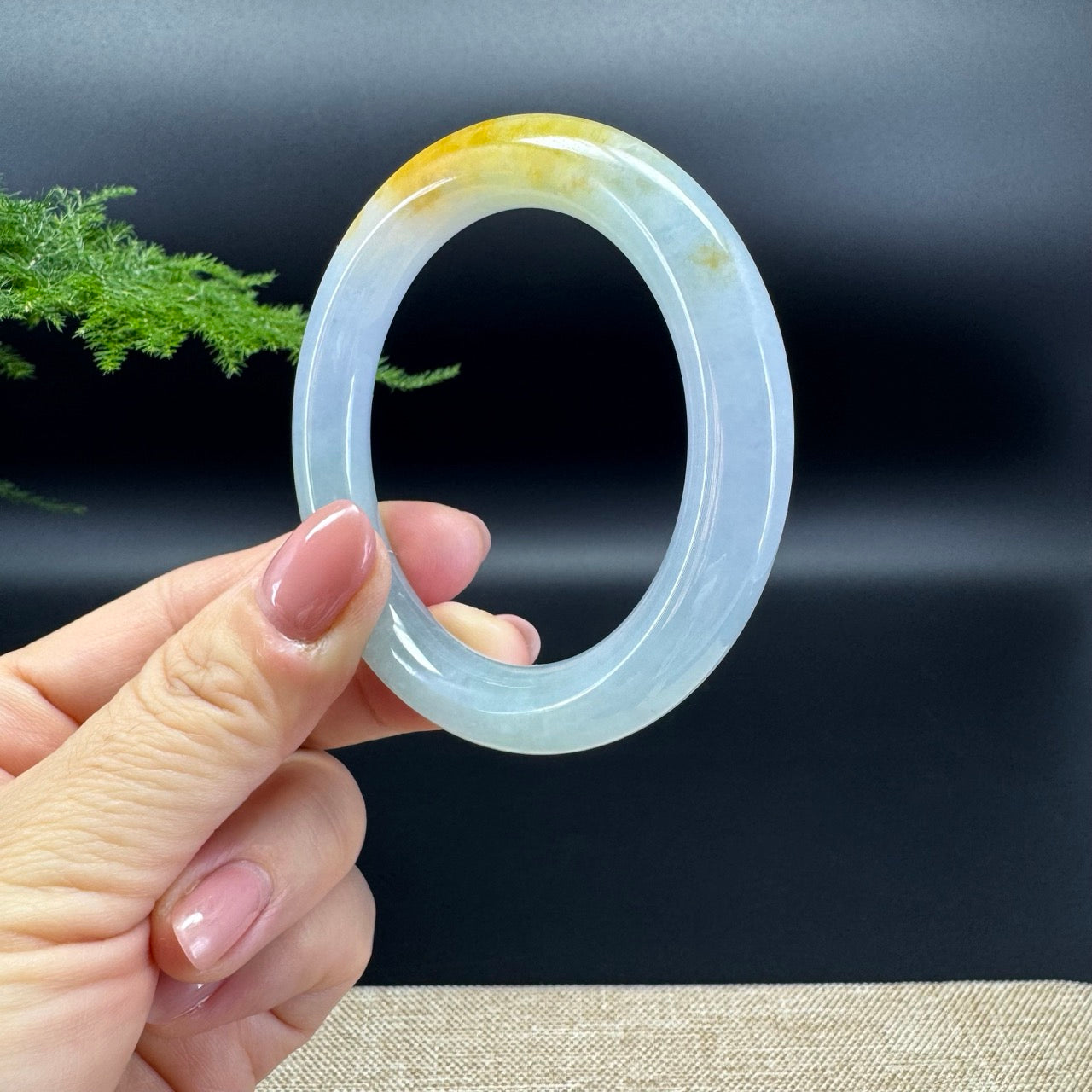 Genuine Burmese Icy Yellow Jade Jadeite Bangle Bracelet (52.5mm)