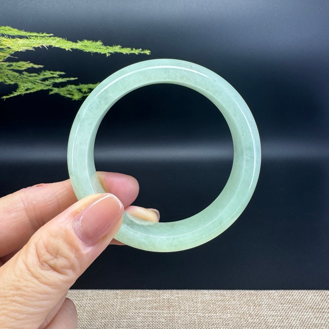 Genuine Burmese Green Jade Jadeite Bangle Bracelet (54.5mm)