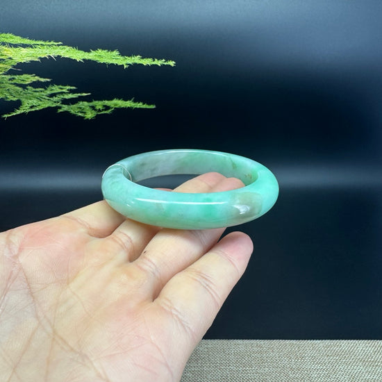 High end Genuine Burmese Apple Green Jade Jadeite Bangle Bracelet ( 54.6mm )