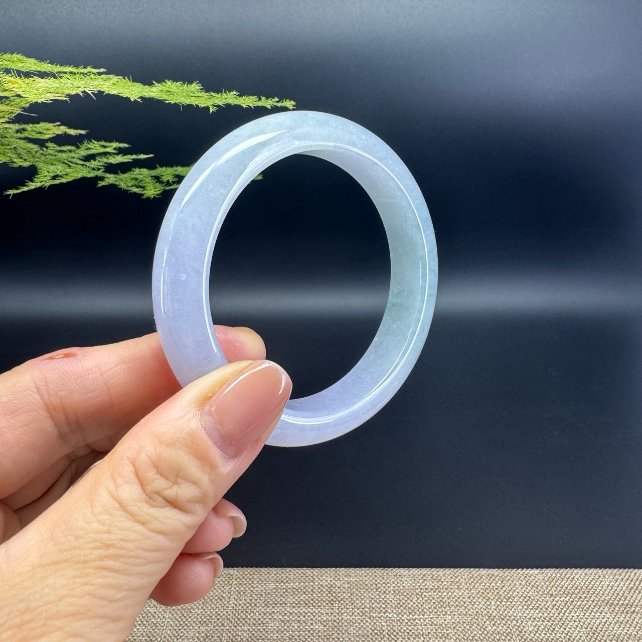 High-end Genuine Burmese Lavender Green Jade Jadeite Bangle Bracelet ( 54.3mm )