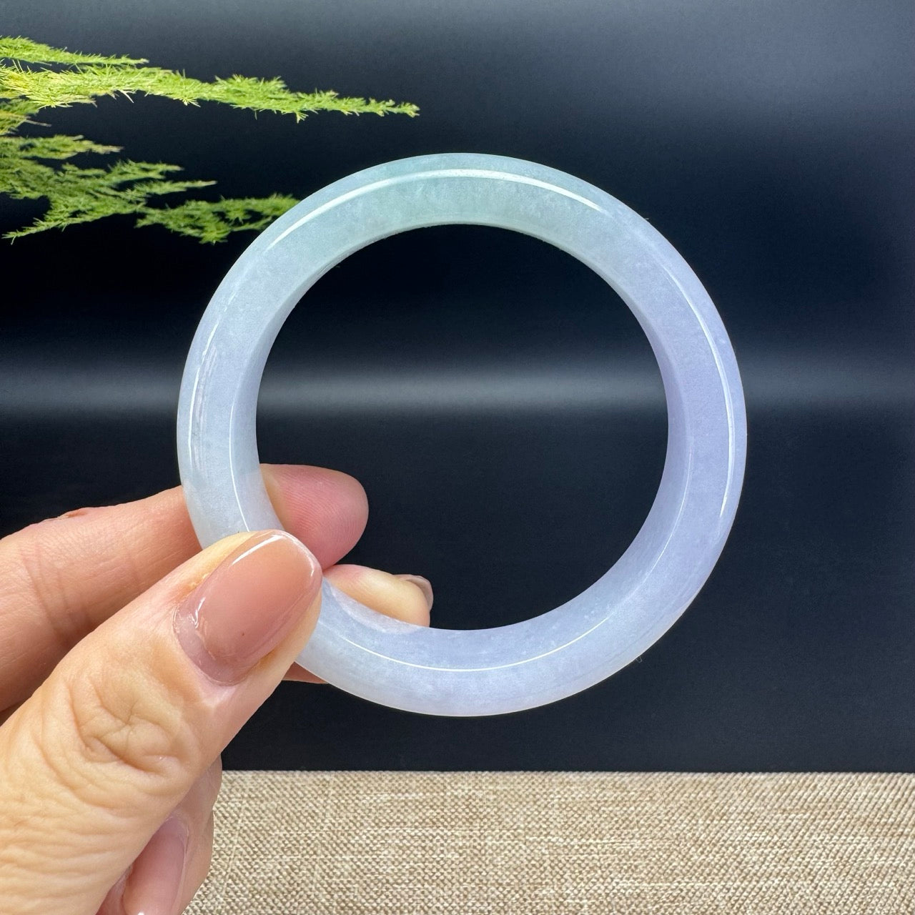 High-end Genuine Burmese Lavender Green Jade Jadeite Bangle Bracelet ( 54.3mm )