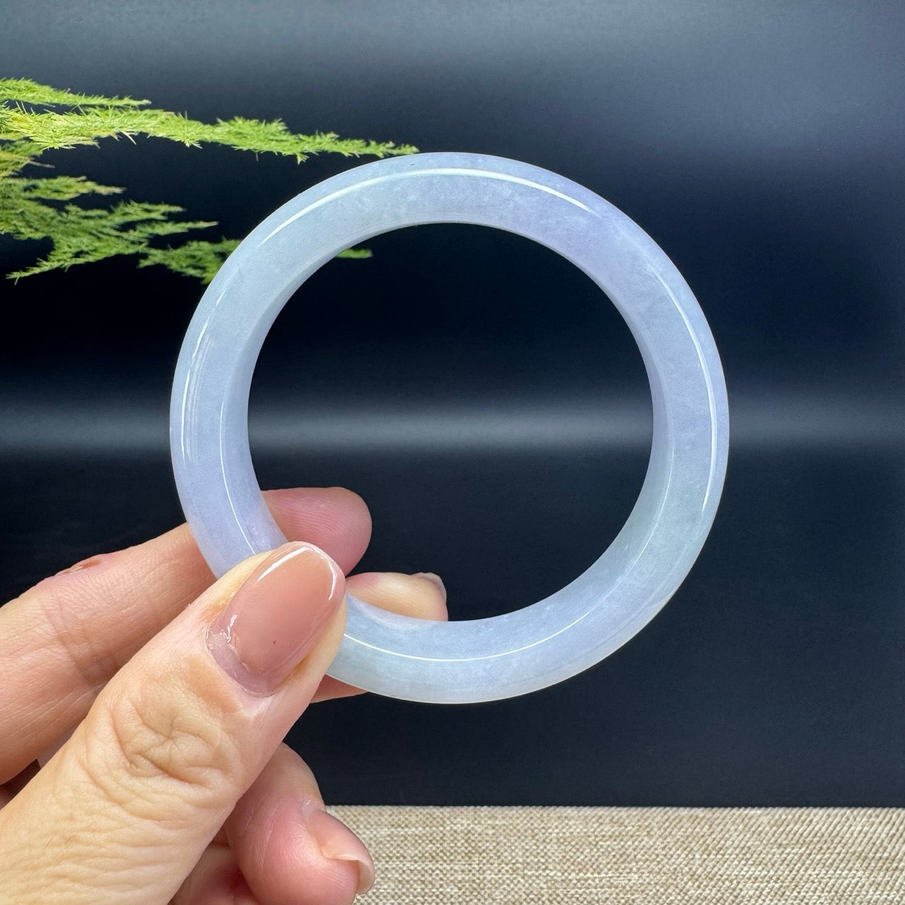 Genuine Burmese Lavender Green Jade Jadeite Bangle Bracelet ( 54.3mm )