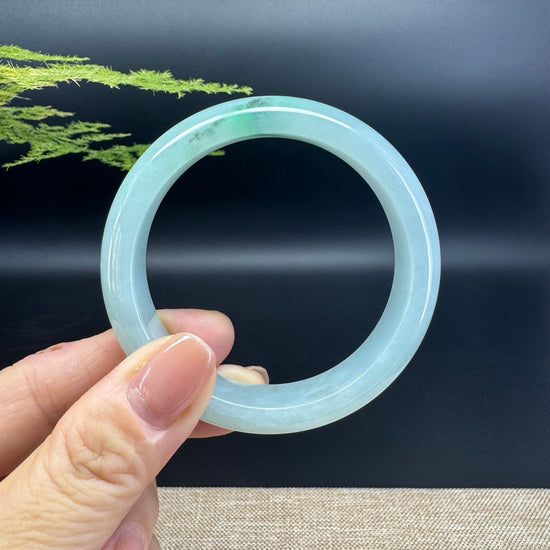 Genuine Burmese Icy Green Jade Jadeite Bangle Bracelet (54.1mm)