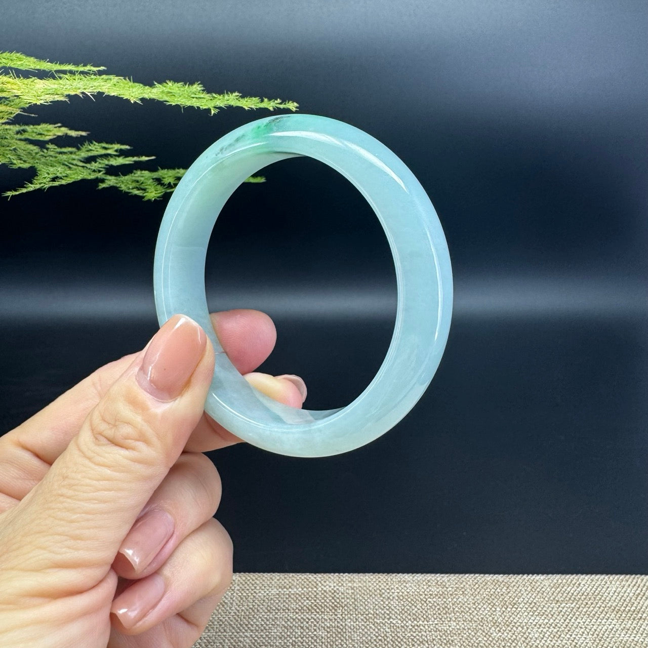 Genuine Burmese Icy Green Jade Jadeite Bangle Bracelet (54.1mm)