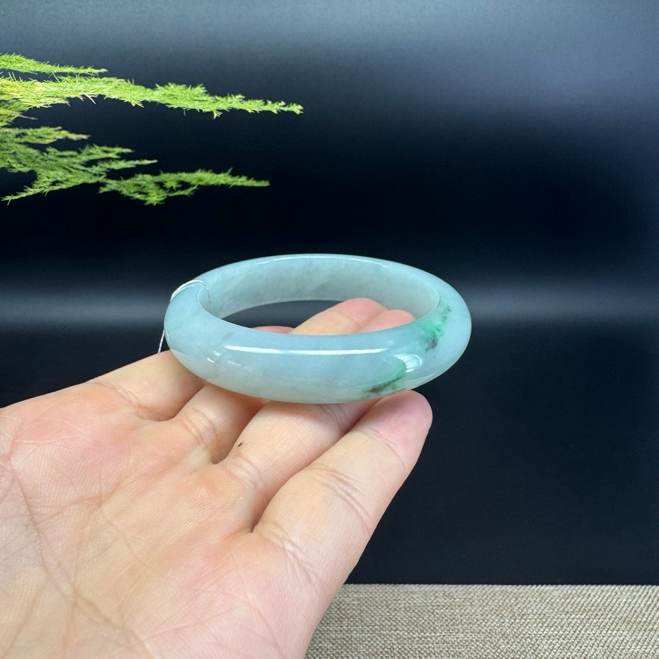 Genuine Burmese Icy Green Jade Jadeite Bangle Bracelet (54.1mm)