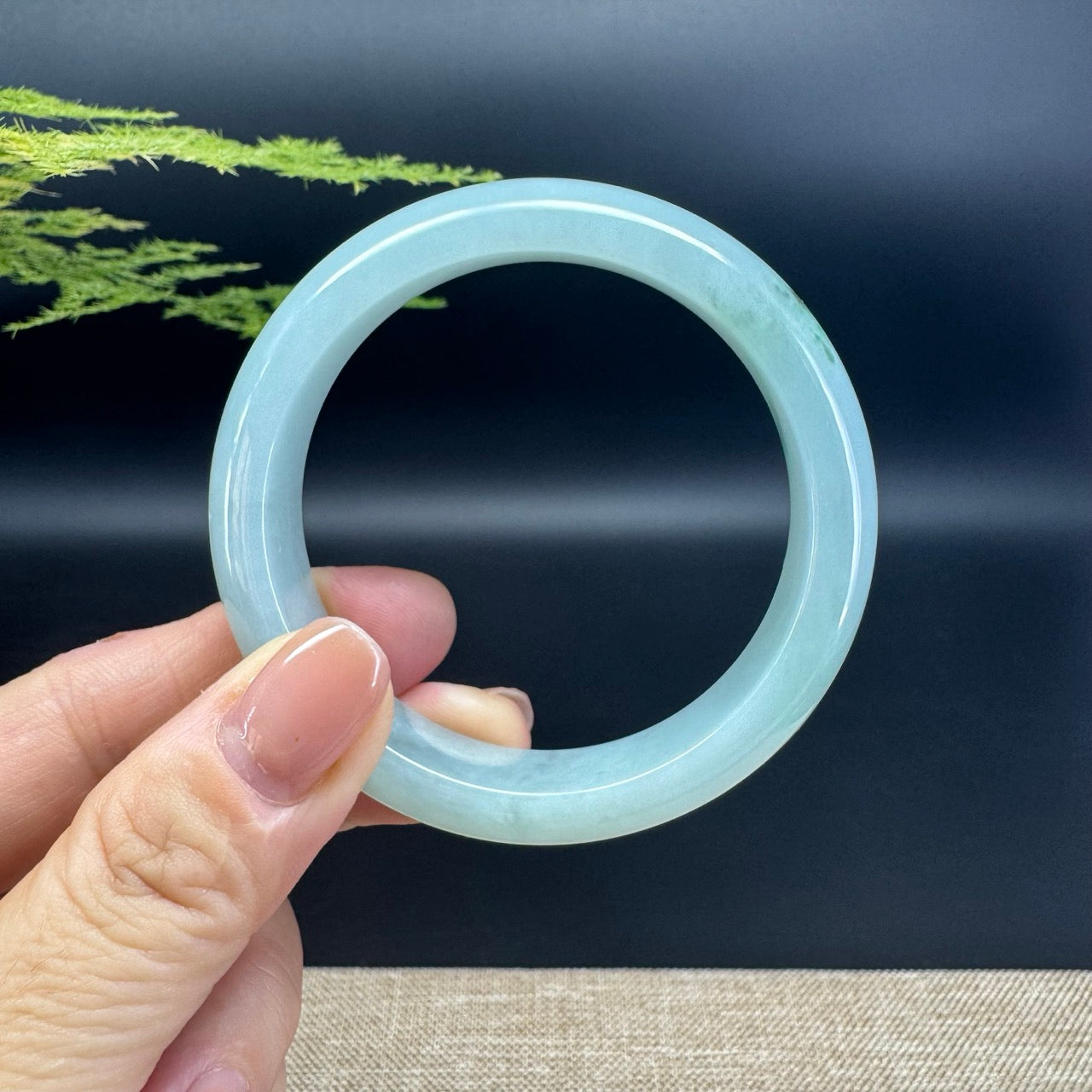 Genuine Burmese Icy Green Jade Jadeite Bangle Bracelet (54.1mm)