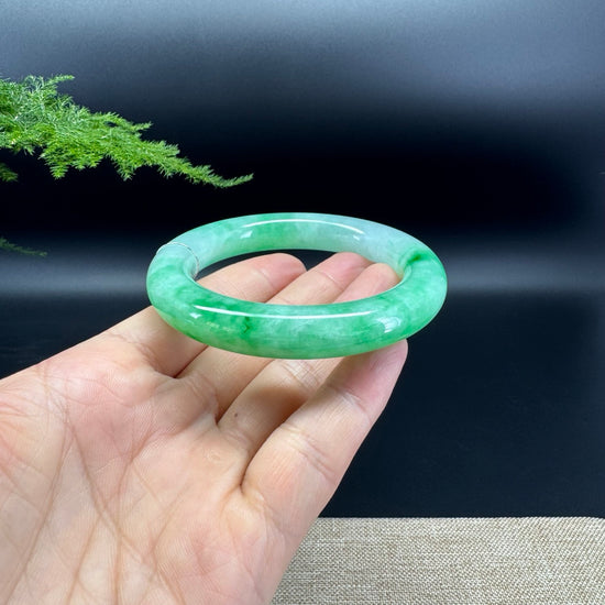 Genuine Burmese Green Jade Jadeite Bangle Bracelet (55.3mm)
