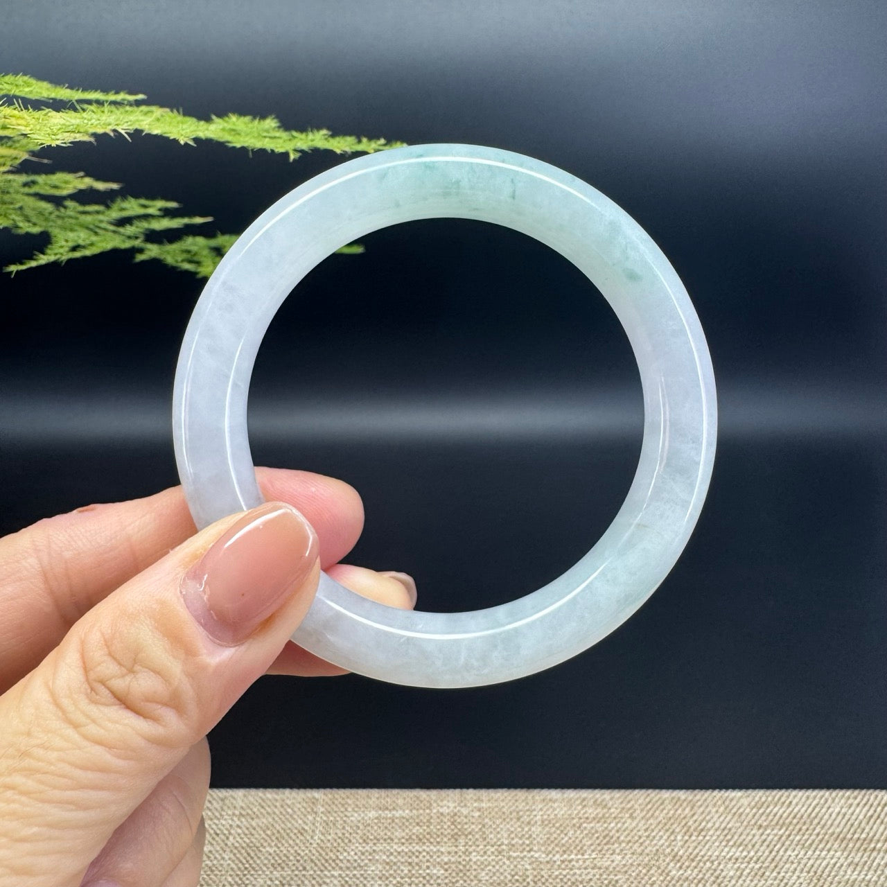 Genuine Burmese Icy Green Jade Jadeite Bangle Bracelet ( 53.7mm )