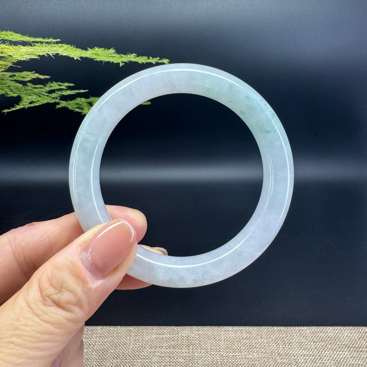Genuine Burmese Icy Green Jade Jadeite Bangle Bracelet ( 53.7mm )