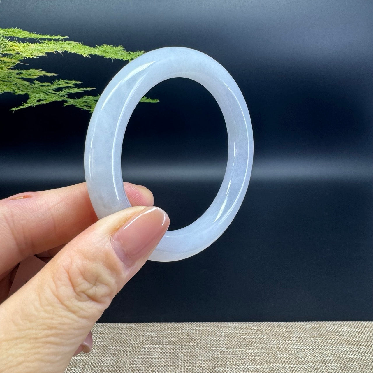 Genuine Burmese Icy Lavender Jade Jadeite Bangle Bracelet (53.3mm)