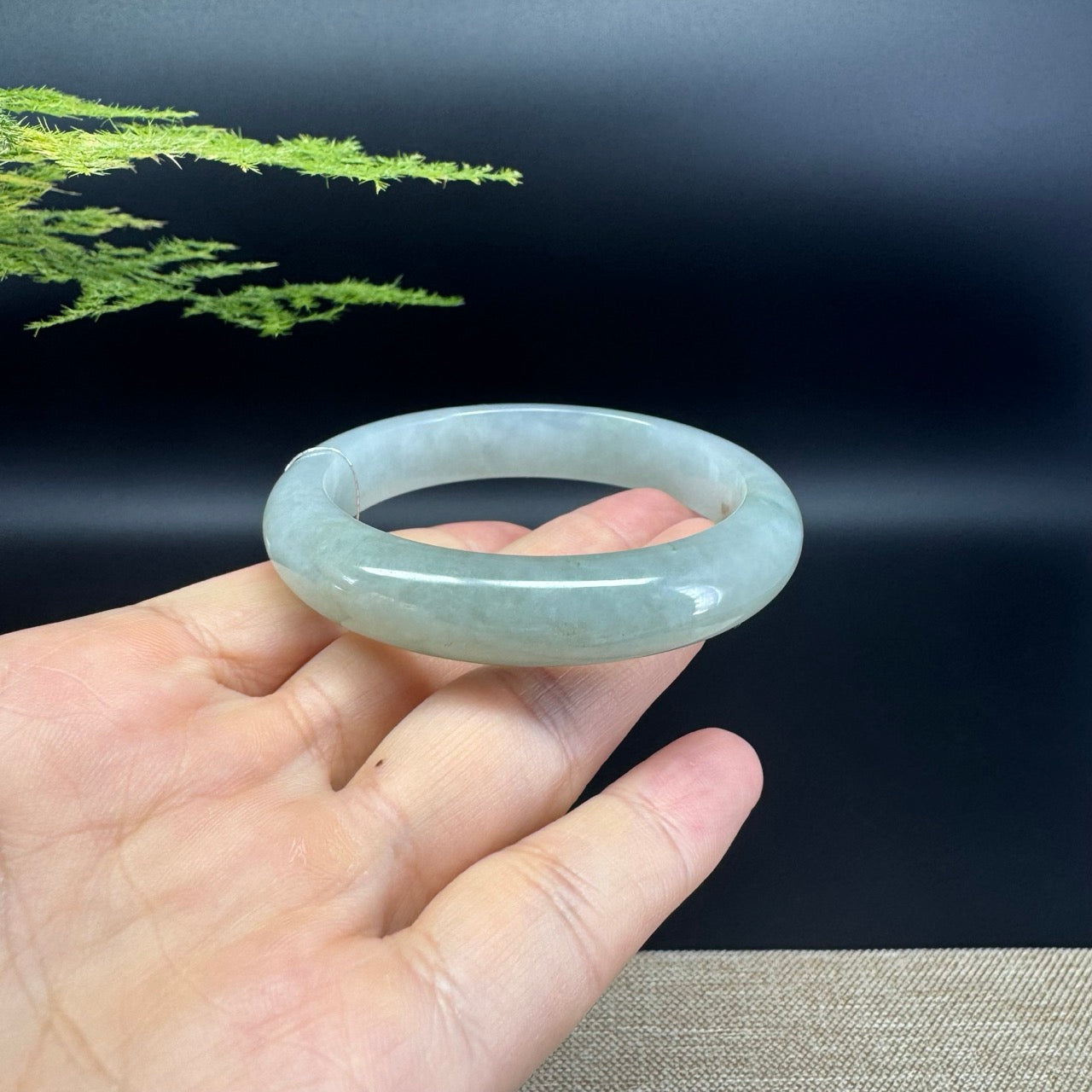Genuine Burmese Icy Green Jade Jadeite Bangle Bracelet ( 53.8mm )