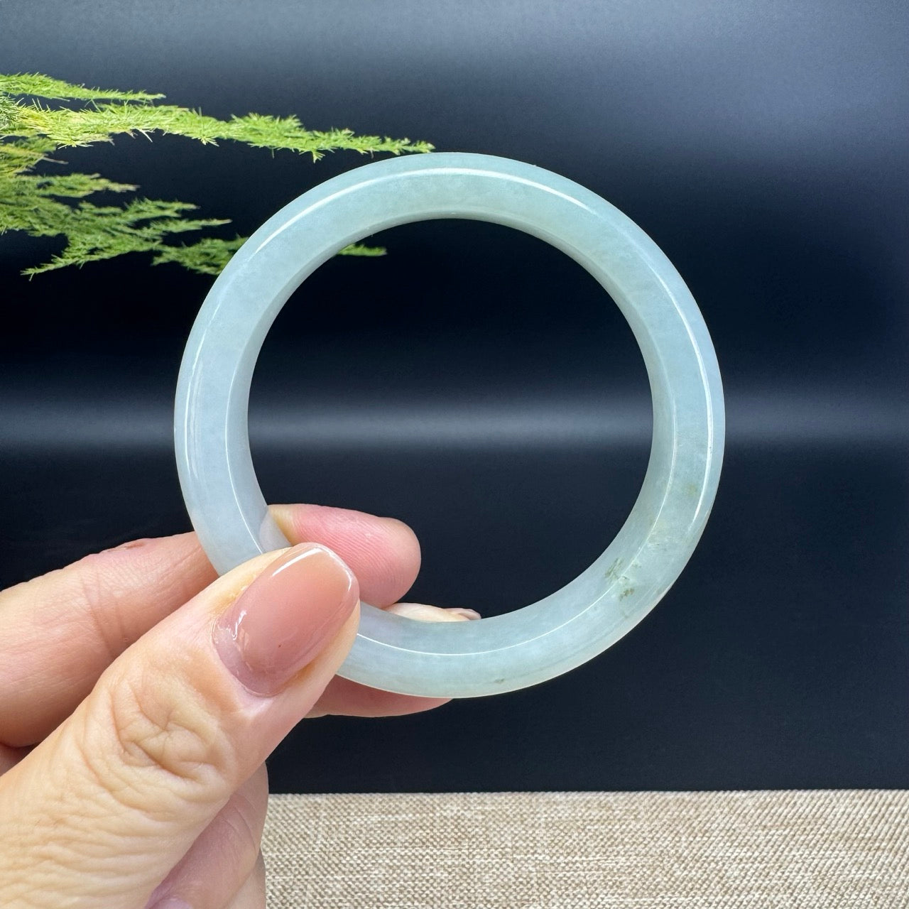 Genuine Burmese Icy Green Jade Jadeite Bangle Bracelet ( 53.8mm )