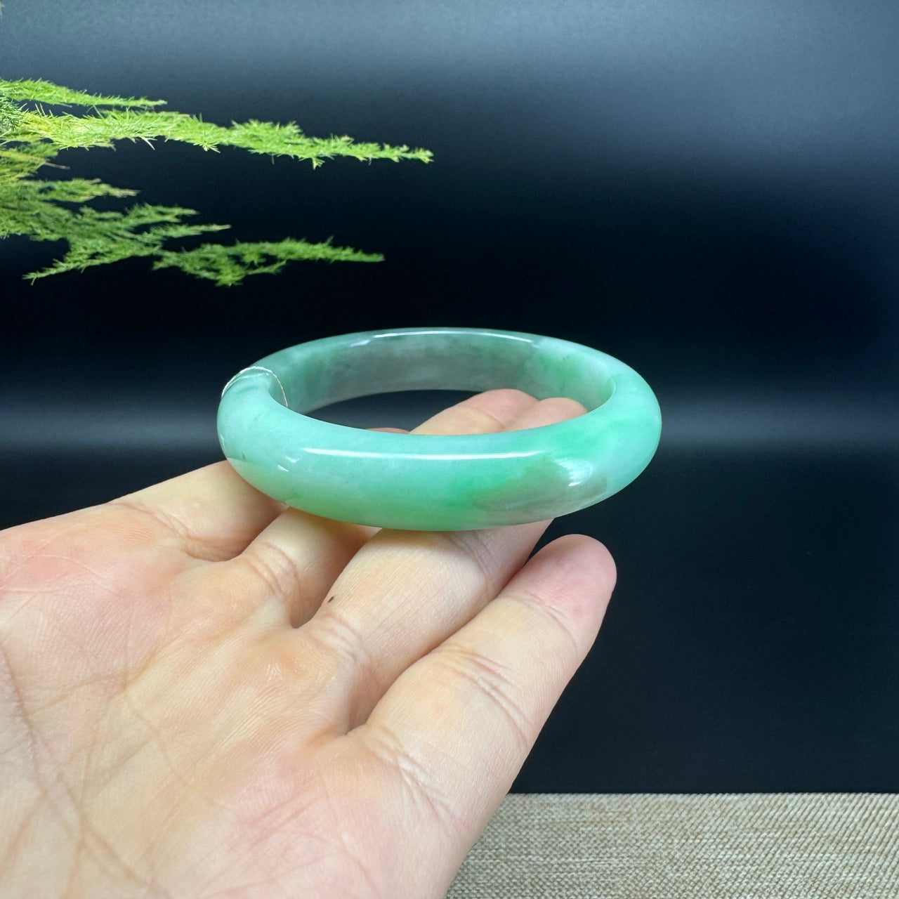Genuine Burmese Green Jade Jadeite Bangle Bracelet (53.6mm)