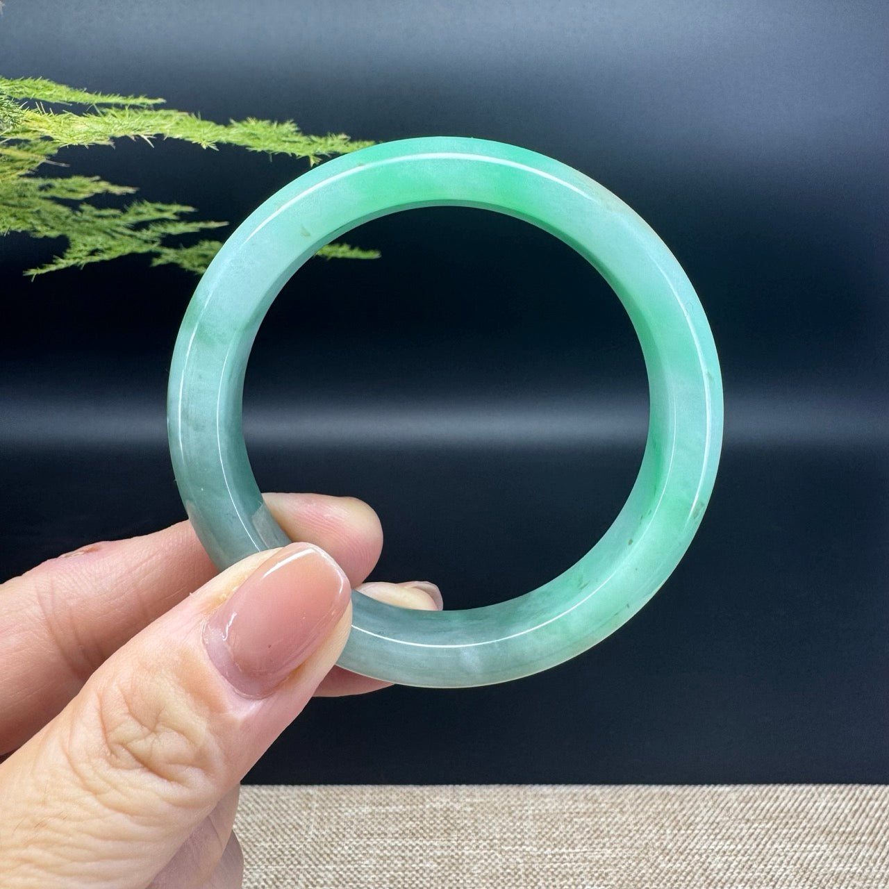 Genuine Burmese Green Jade Jadeite Bangle Bracelet (53.6mm)