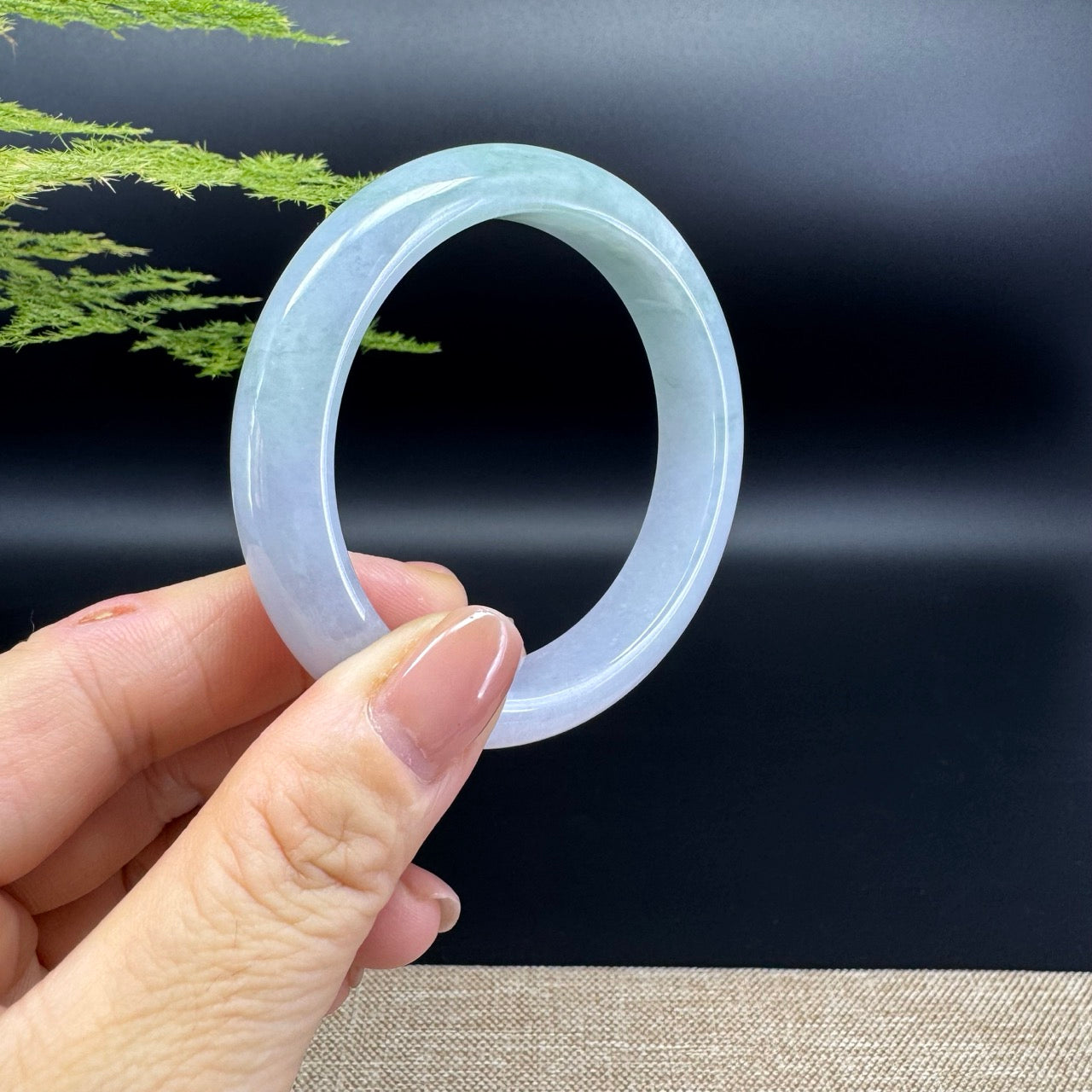 Genuine Burmese Lavender Green Jade Jadeite Bangle Bracelet ( 54.2mm )