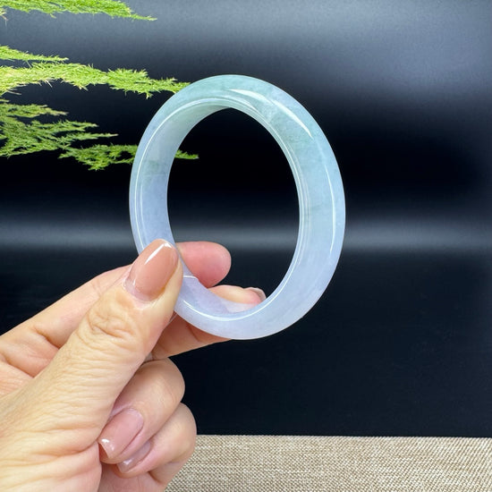 Genuine Burmese Lavender Green Jade Jadeite Bangle Bracelet ( 54.2mm )