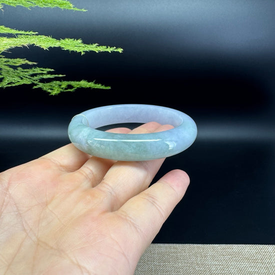 Genuine Burmese Lavender Green Jade Jadeite Bangle Bracelet ( 54.2mm )
