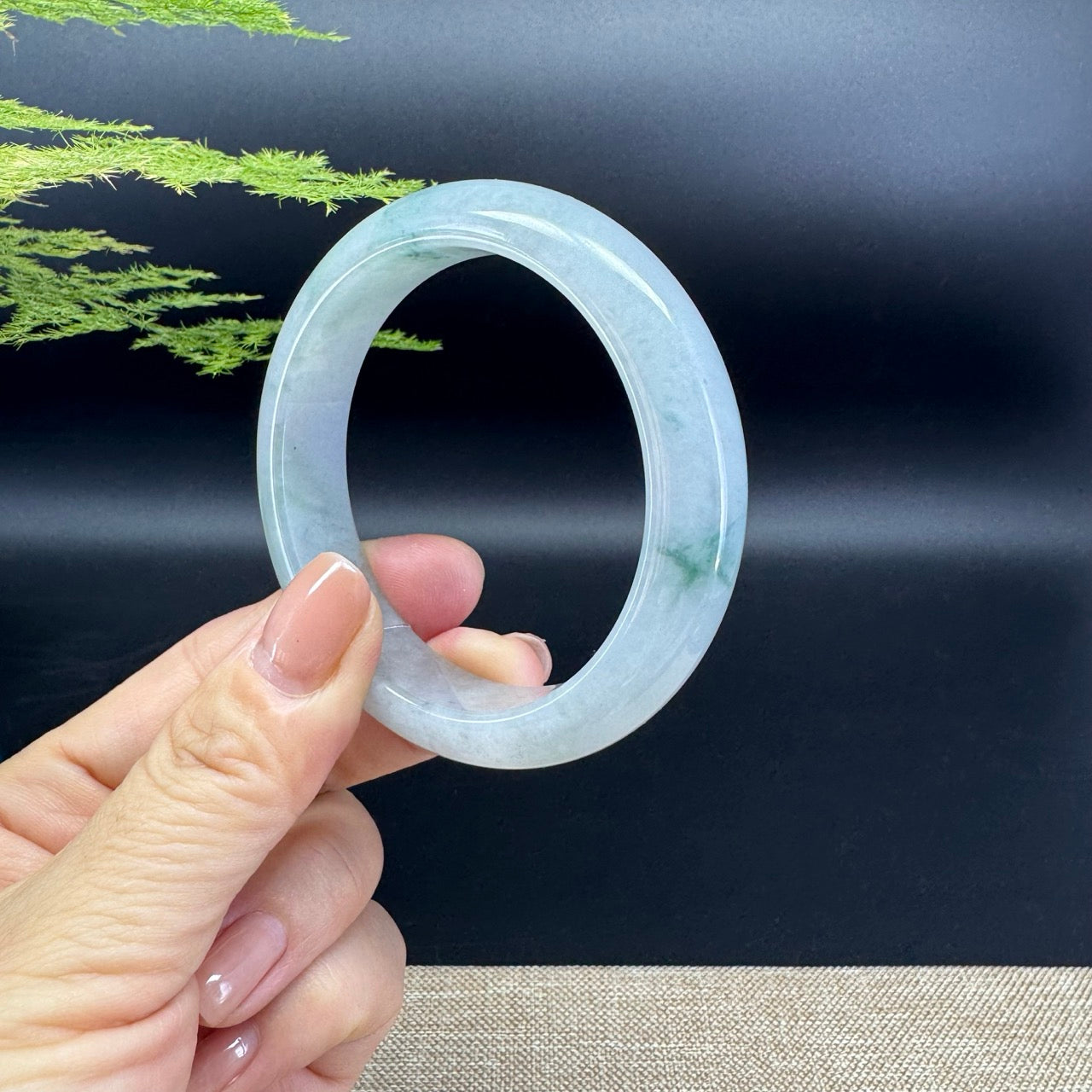 Genuine Burmese Blue Green Jade Jadeite Bangle Bracelet ( 54.6mm )