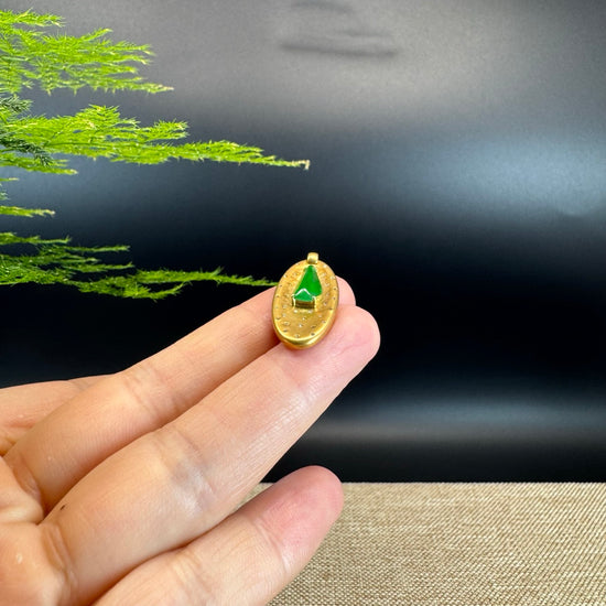 RealJade® "Lucky Polygon Three-Dimensional Jade" Natural Green Jade Diamonds Classic Pendant Necklace