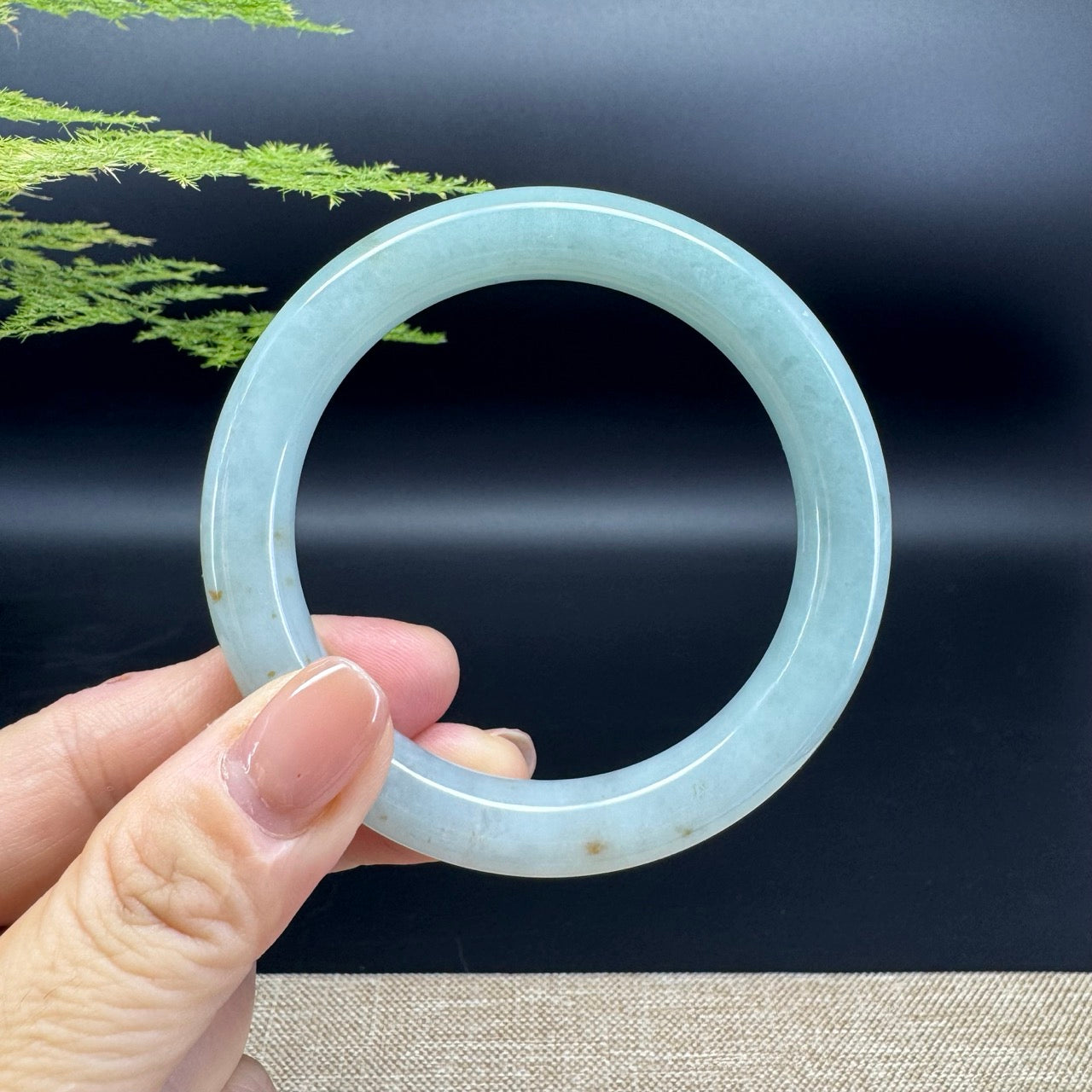 Genuine Burmese Grey Green Jade Jadeite Bangle Bracelet ( 54.9mm )