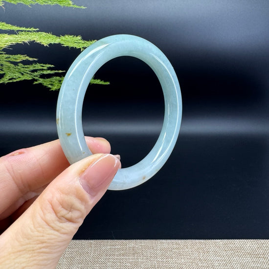 Genuine Burmese Grey Green Jade Jadeite Bangle Bracelet ( 54.9mm )