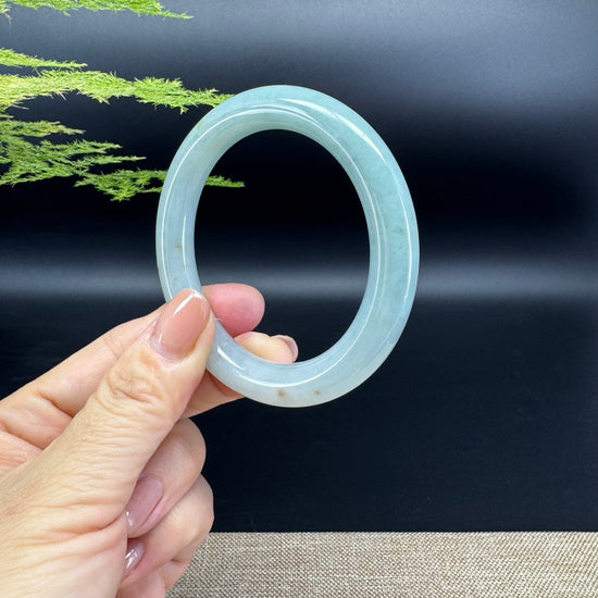 Genuine Burmese Grey Green Jade Jadeite Bangle Bracelet ( 54.9mm )