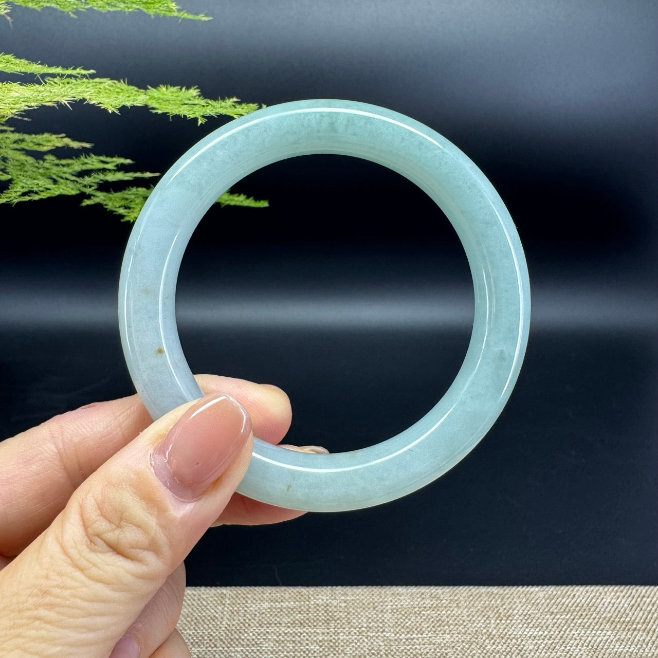 Genuine Burmese Grey Green Jade Jadeite Bangle Bracelet ( 54.9mm )