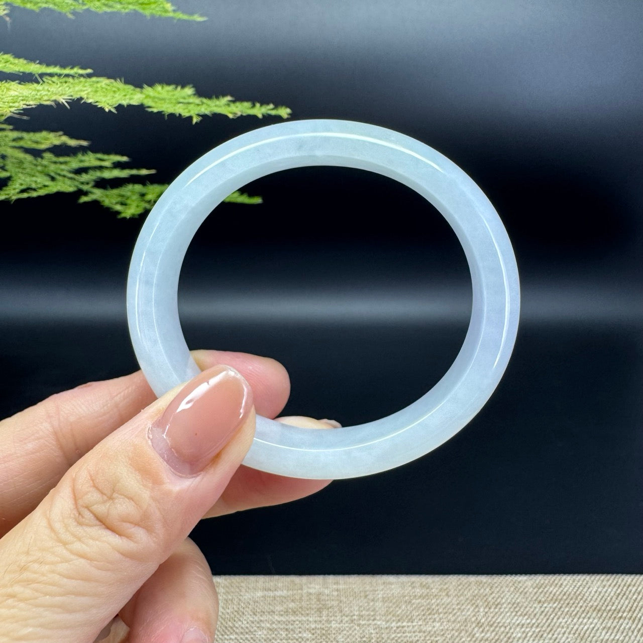 Genuine Burmese Lavender Green Jade Jadeite Bangle Bracelet ( 54.7*48.7mm )