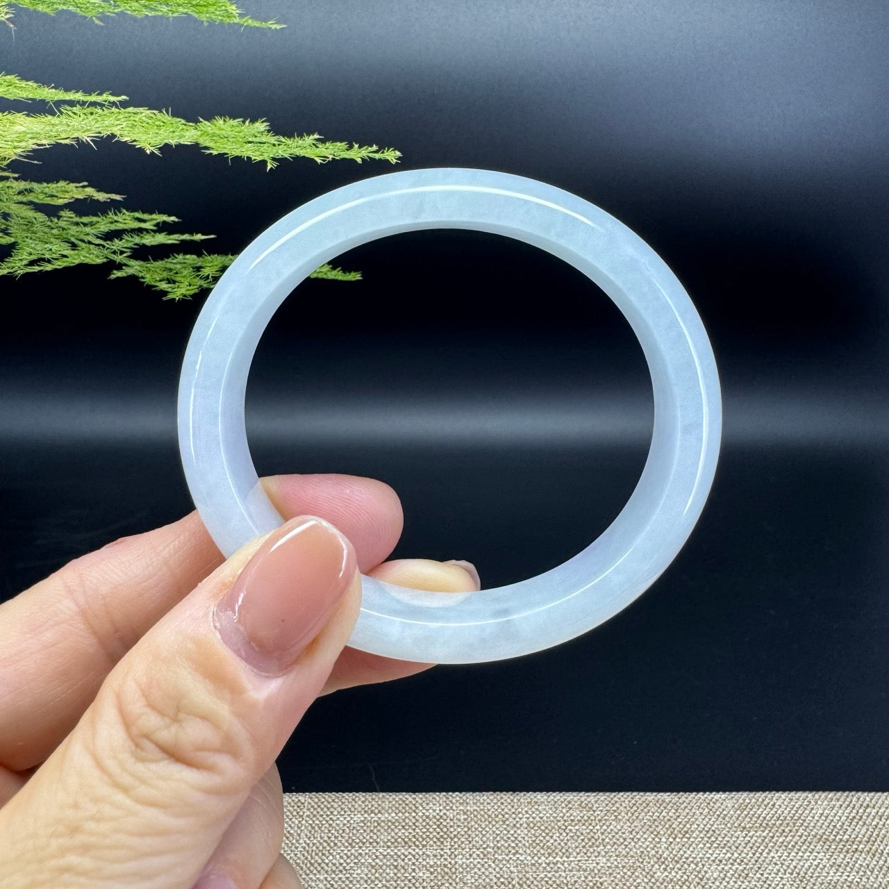 Genuine Burmese Lavender Green Jade Jadeite Bangle Bracelet ( 54.7*48.7mm )