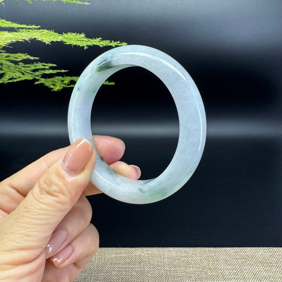 Genuine Burmese Lavender Green Jade Jadeite Bangle Bracelet ( 54.3mm )