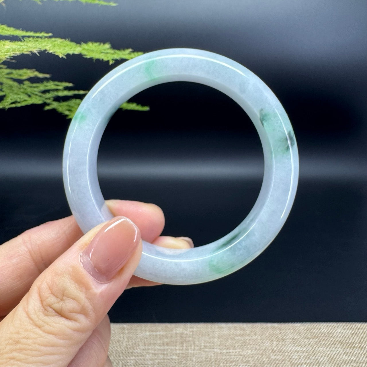Genuine Burmese Lavender Green Jade Jadeite Bangle Bracelet ( 54.3mm )
