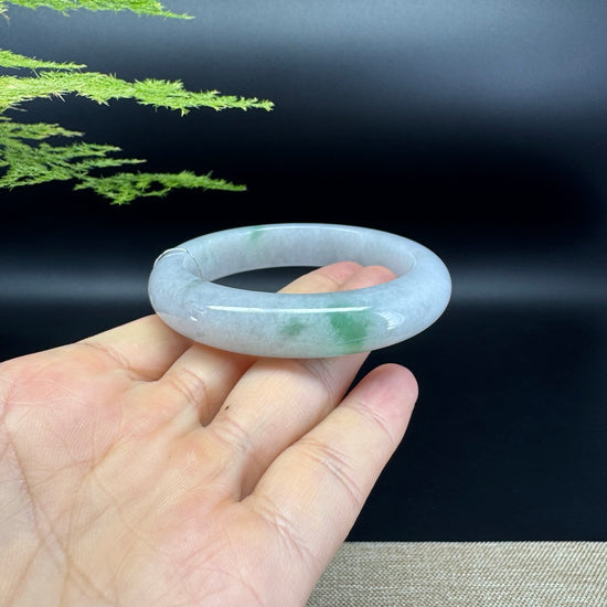 Genuine Burmese Light Lavender Green Jade Jadeite Bangle Bracelet ( 54.3mm )