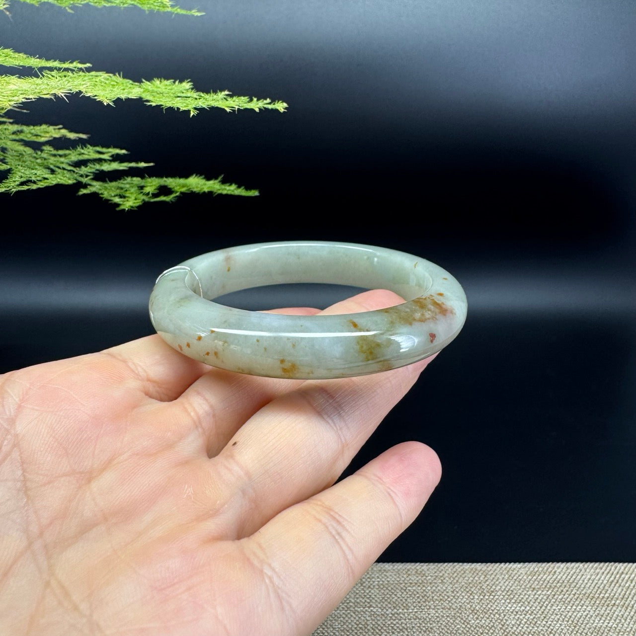 Genuine Burmese Yellow Green Jade Jadeite Bangle Bracelet ( 54.9mm )