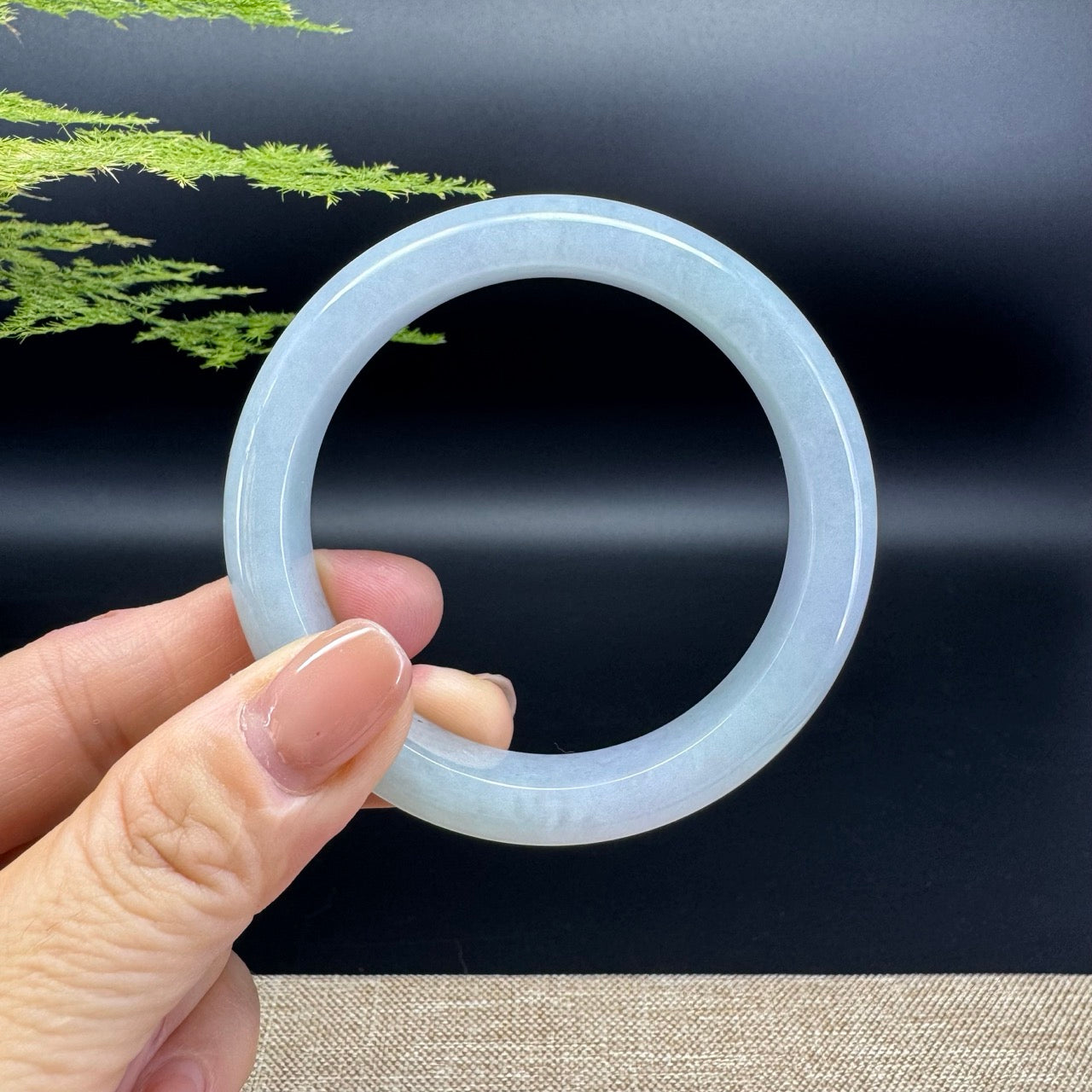 Genuine Burmese Lavender Green Jade Jadeite Bangle Bracelet ( 54.5mm )