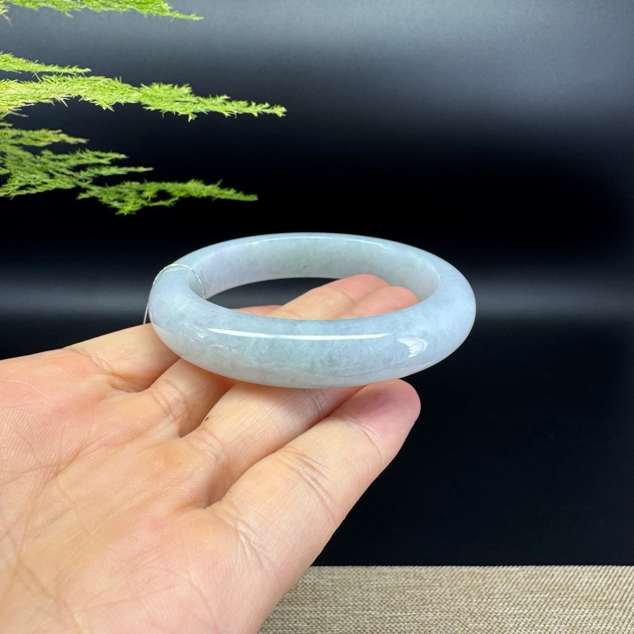 Genuine Burmese Lavender Green Jade Jadeite Bangle Bracelet ( 54.5mm )