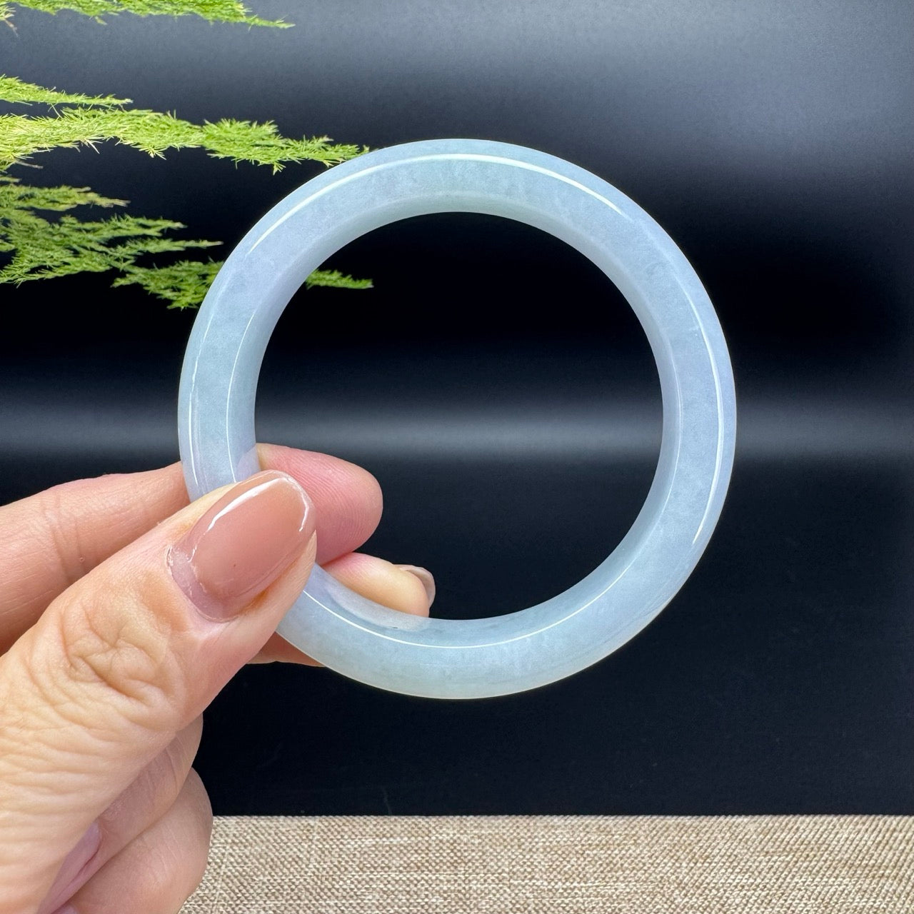 Genuine Burmese Lavender Green Jade Jadeite Bangle Bracelet ( 54.5mm )