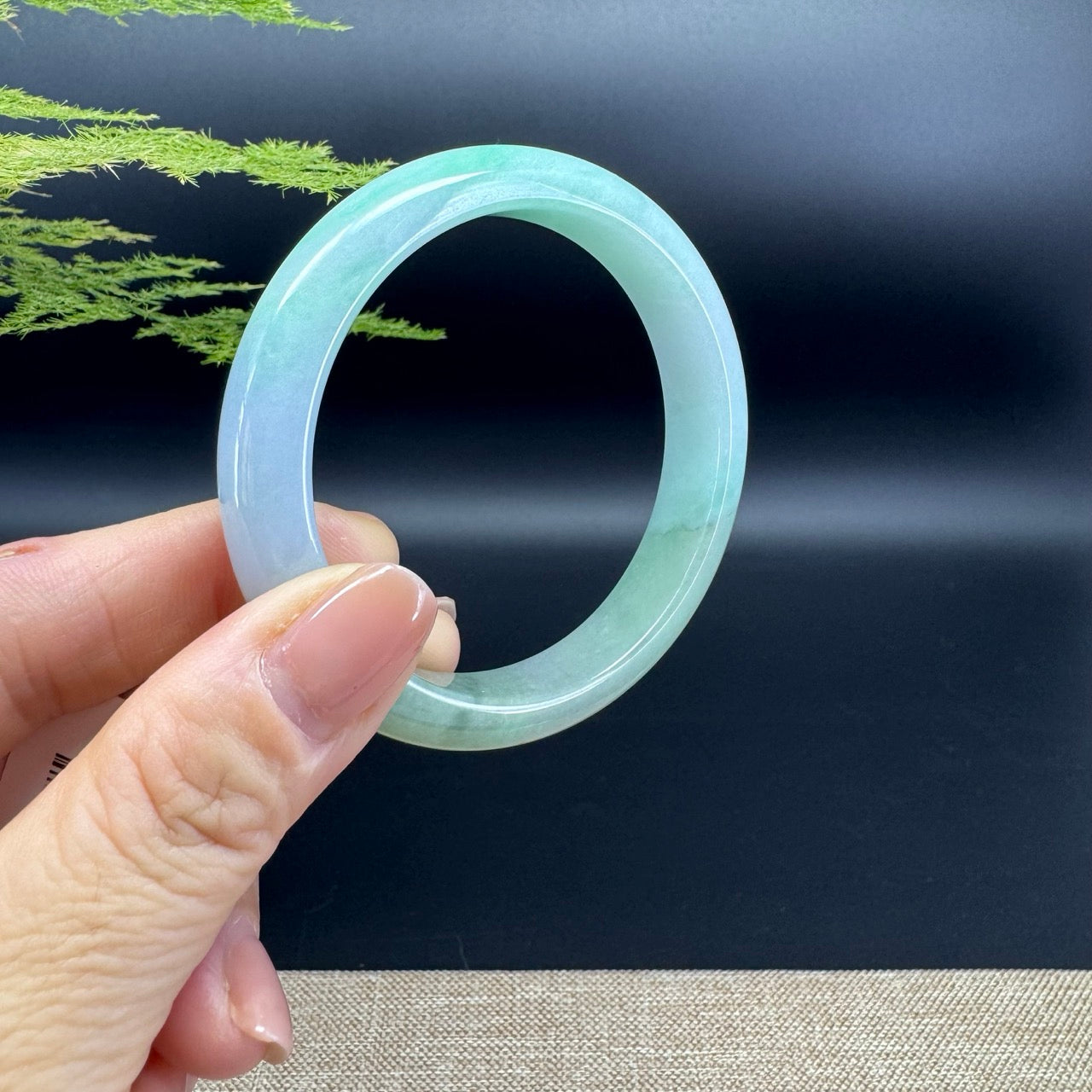 Genuine Burmese Lavender Green Jade Jadeite Bangle Bracelet ( 54.3mm )