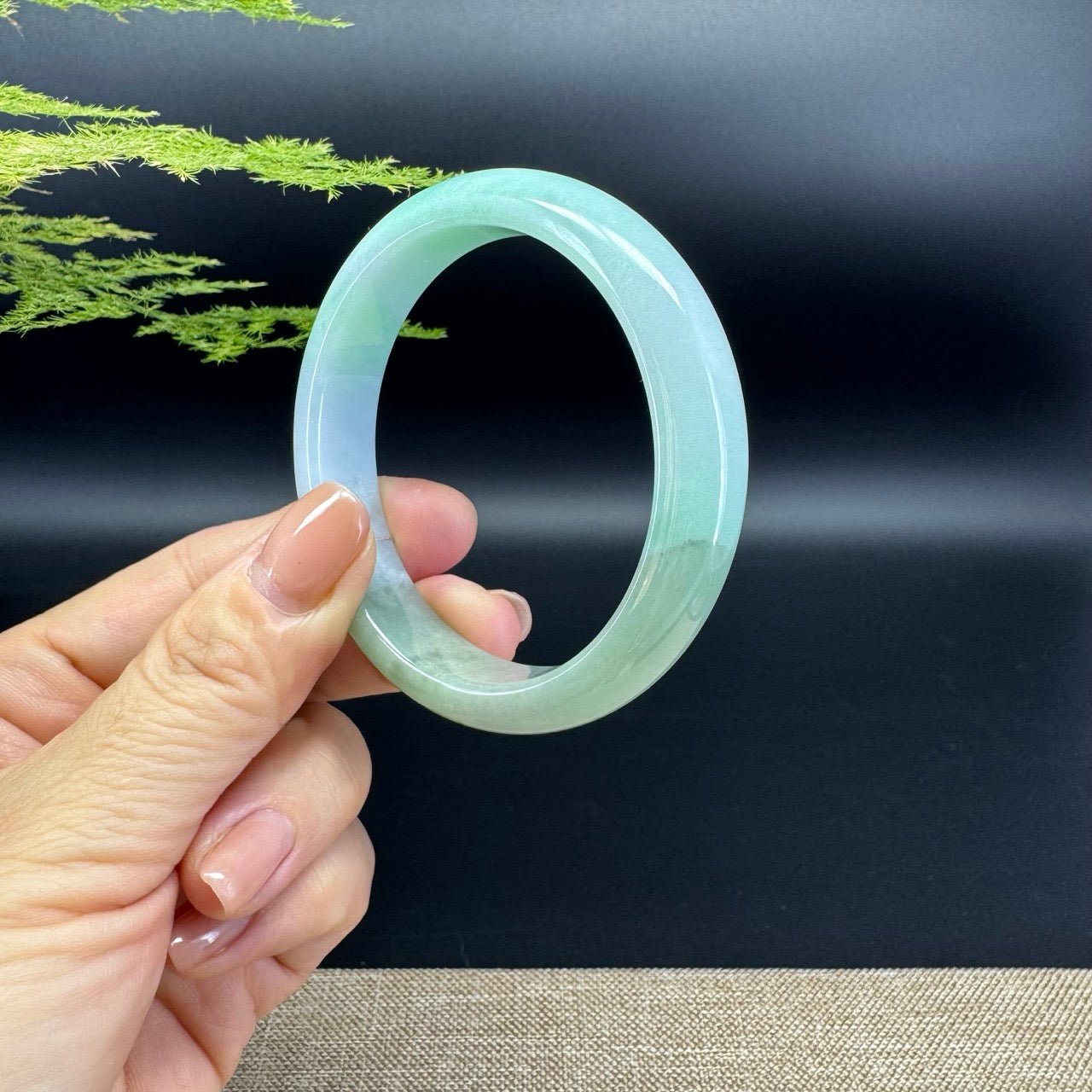 Genuine Burmese Lavender Green Jade Jadeite Bangle Bracelet ( 54.3mm )